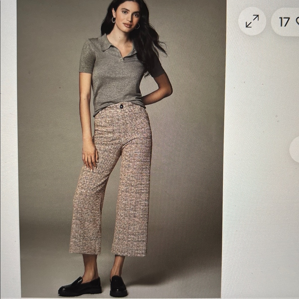 Anthropologie Cropped Tweed Wide-Leg Pants in Neutral Multi
